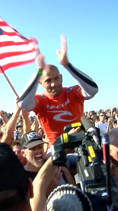 Winning his last and 11th world title in Ocean Beach, CA. Thank you @ripcurl_aus @ripcurl_usa for giving us the keys to the car for this one. @kellyslater @wsl